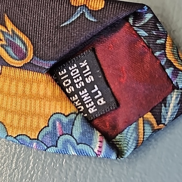 100% silk mens tie by B. ullock & Jones floral grays gold purple. - Picture 4 of 6